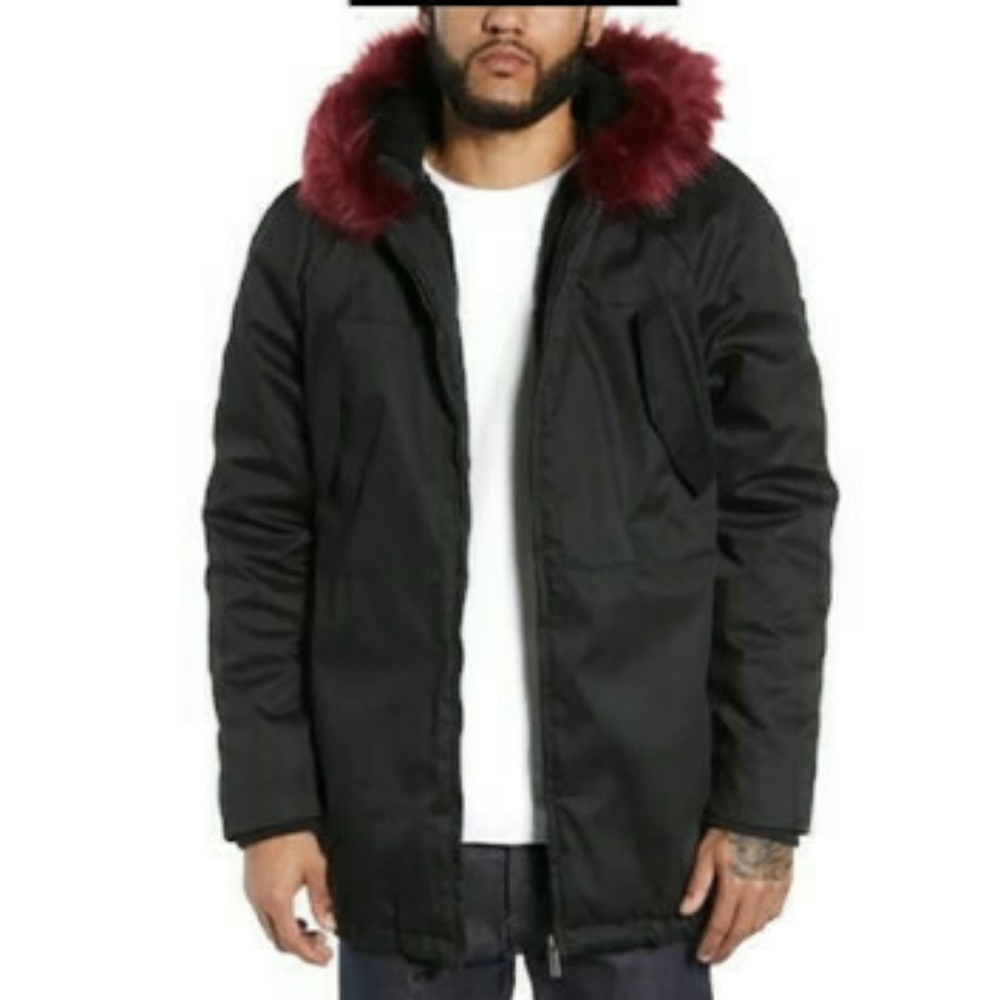Native Youth Black Zip Up Ease Sherpa Lined Mens Jacket